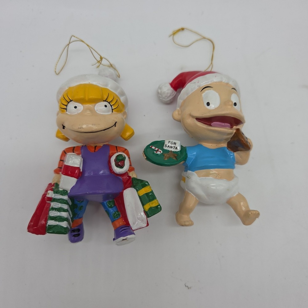 The Rugrats Angelica Pickles 4" And Tommy 3.5" Christmas Ornaments 2002 2003